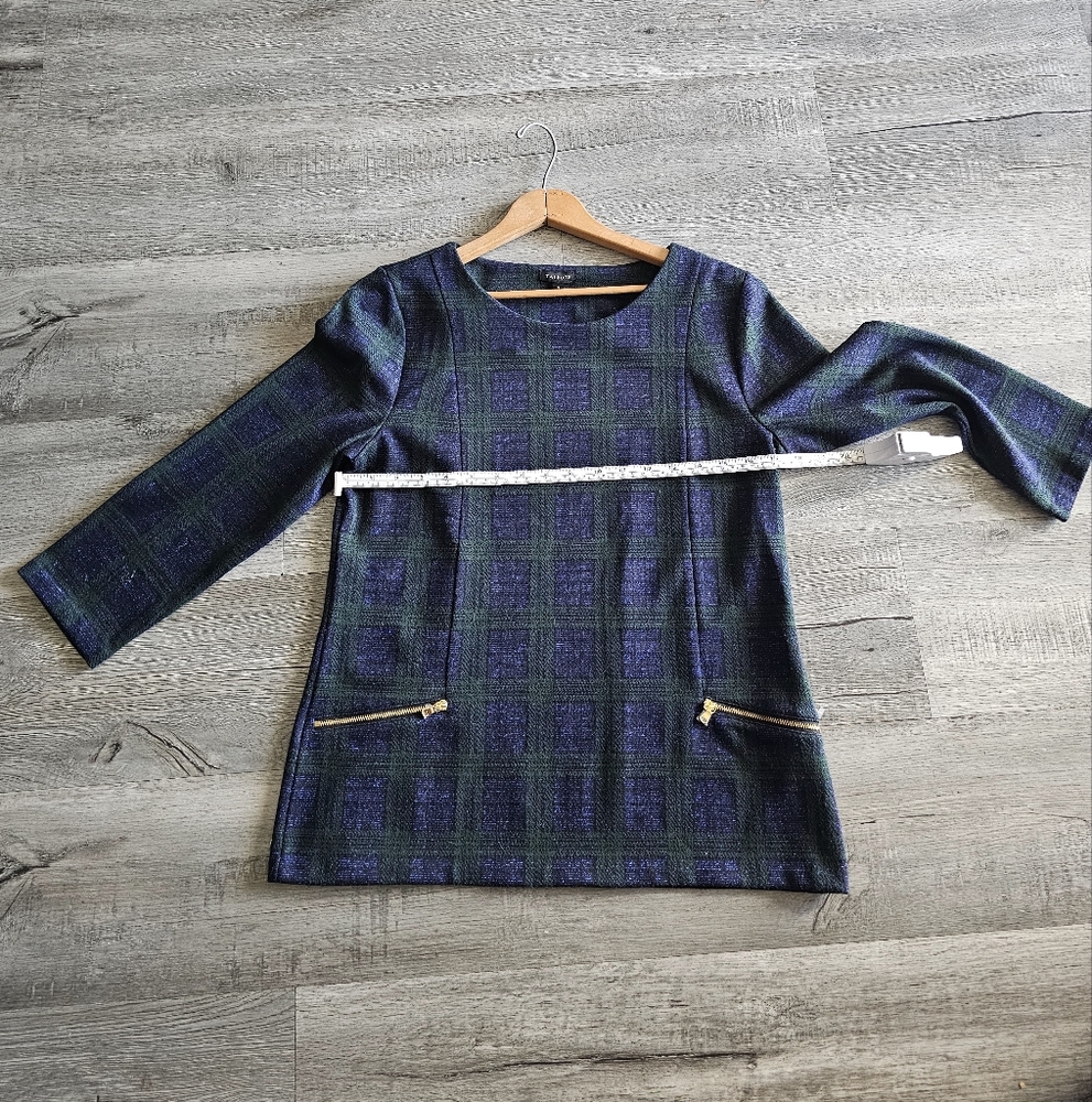 NWOT Talbots Preppy Old Money Plaid Long Sleeve Top with Zipper Pockets - Picture 9 of 9
